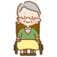 車いすに乗ったゆるくて可愛いおじいさん