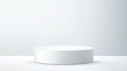 White cylindrical platform on white background