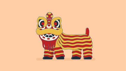 Vector of chinese lion dance performance illustration. Suitable for chinese new year theme.