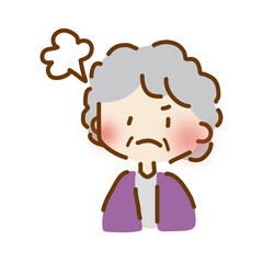 怒っているゆるくて可愛いおばあさん