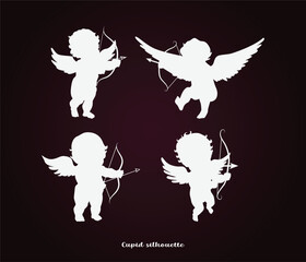 vector hand drawn baby angel or cupid silhouette illustration 