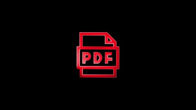 Glowing neon line PDF file document. Download pdf button icon isolated , Glowing neon line PDF file document.
