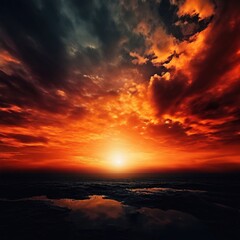 Fototapeta premium the AI Image Generator, Colorful Cloudscape during a Dramatic Sunset Sky