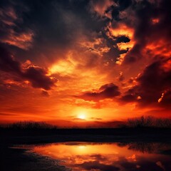 Obraz premium the AI Image Generator, Colorful Cloudscape during a Dramatic Sunset Sky