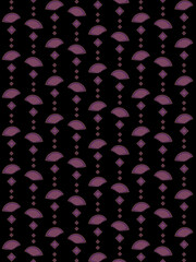 Abstract seamless pattern with floral geometric pink shapes on black background 
