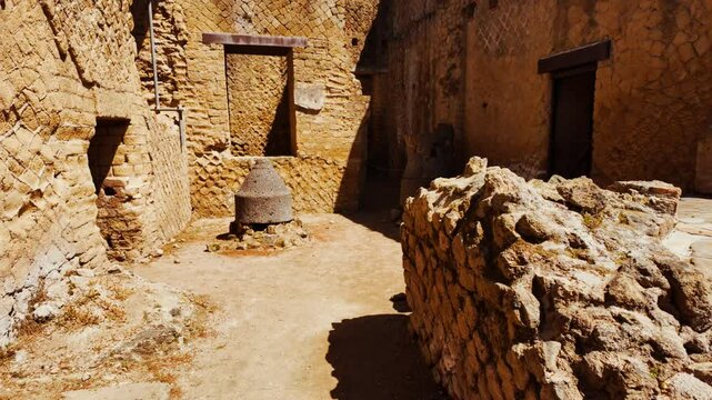 The Bakery with Latrine (Panificio con Latrina), Herculaneum, Ercolano, Naples, Campania, Italy, an ancient Roman city buried by Vesuvius in 79 AD