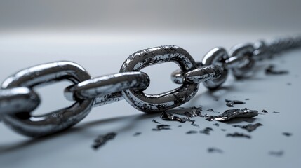 Fototapeta premium A visual representation of a broken chain, symbolizing a missing link in a process or relationship.