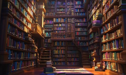 Obraz premium A cozy library filled with books, inviting exploration and knowledge.