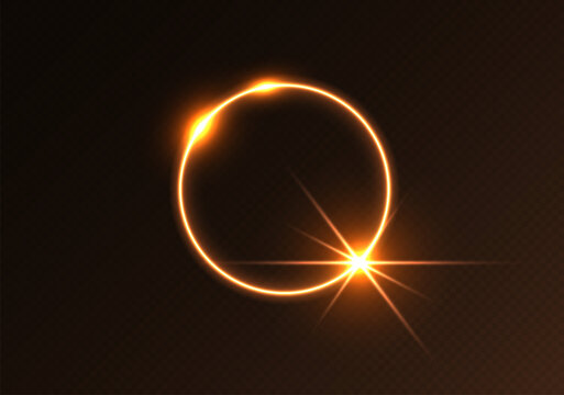 Sunlight flare, glowing shiny sparkle, lens flare effect, bright glimmering glare. Vector illustration.