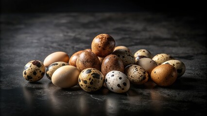Obraz premium Black and White Fashion Photography: Brown & Quail Eggs, Still Life, Chic, Elegant, Minimalist