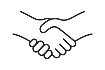 Handshake icon silhoutte outline vector art illustration on white background