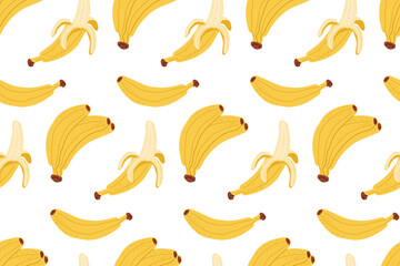 Colorful pattern of bananas on a white background, perfect for fruity designs and themes
