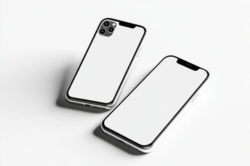 Modern Minimalist Mockup of Silver Smartphones on White Background