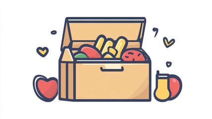 Food pantry box filled with various nutritious items for community support and assistance