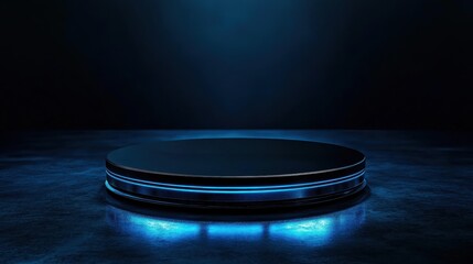 Illuminated Circular Platform Dark Background