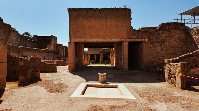 House of the Black Salon (Casa del Salone Nero), Herculaneum, Ercolano, Naples, Campania, Italy, an ancient Roman city buried by Vesuvius in 79 AD