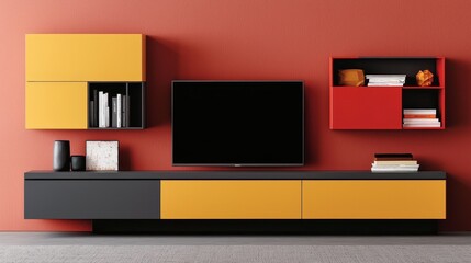 Stylish urban living room design featuring integrated cabinetry contemporary style cozy environment modern concept for space optimization