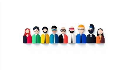 Diverse Group of People in Flat Design Style