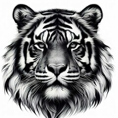 Majestic tiger Portrait, Canine Art, white background
