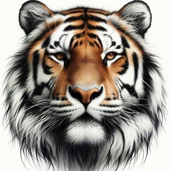 Naklejka premium Majestic tiger Portrait, Canine Art, white background