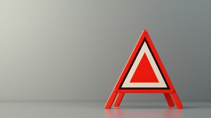 A red triangular warning sign with a white center, indicating caution, set against a simple gray background.