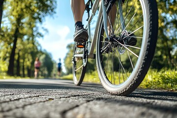 Naklejka premium a cyclist as a health exercise , Generative AI 