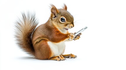 Squirrel Using Smartphone to Check Emails