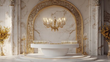 Elegant Marble Room With Golden Accents And Candles