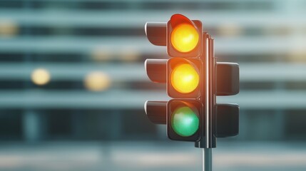 Traffic Lights in Urban Setting with Blurred Background