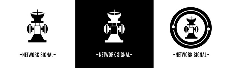 Network signal logo set. Collection of black and white logos. Stock vector.