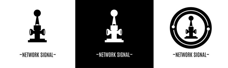 Network signal logo set. Collection of black and white logos. Stock vector.