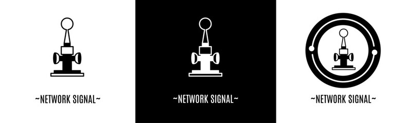 Network signal logo set. Collection of black and white logos. Stock vector.