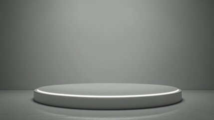 Illuminated Circular Platform Against Grey Background