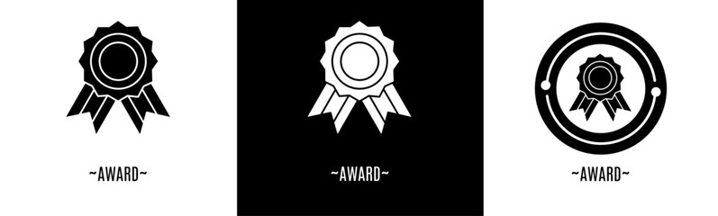 Award logo set. Collection of black and white logos. Stock vector.