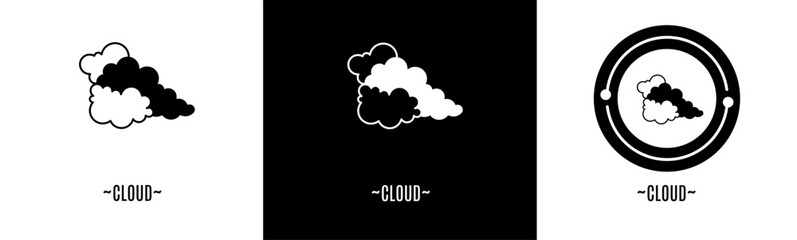 Cloud logo set. Collection of black and white logos. Stock vector.