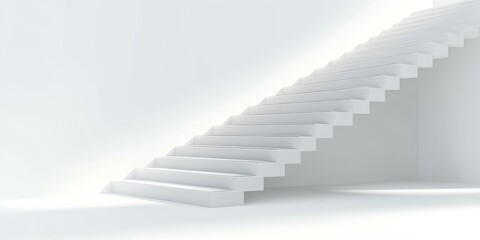 Staircase Steps Concept for Business Success and Growth on Minimalist White Background