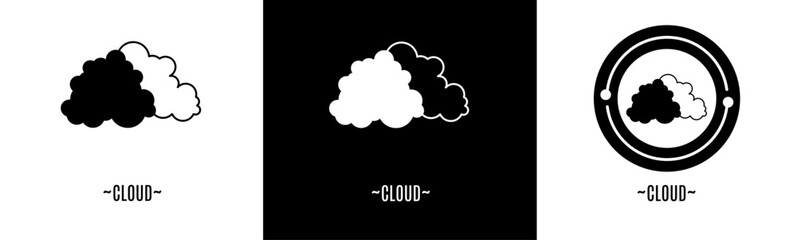 Cloud logo set. Collection of black and white logos. Stock vector.