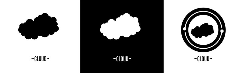 Cloud logo set. Collection of black and white logos. Stock vector.