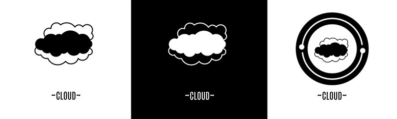 Cloud logo set. Collection of black and white logos. Stock vector.