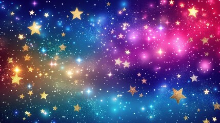 Fototapeta premium Vibrant Cosmic Background with Stars and Colorful Nebula Effects