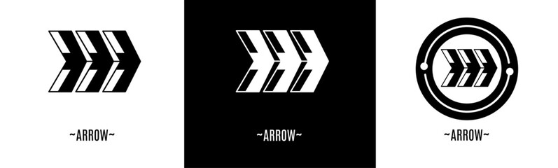 Arrow logo set. Collection of black and white logos. Stock vector.