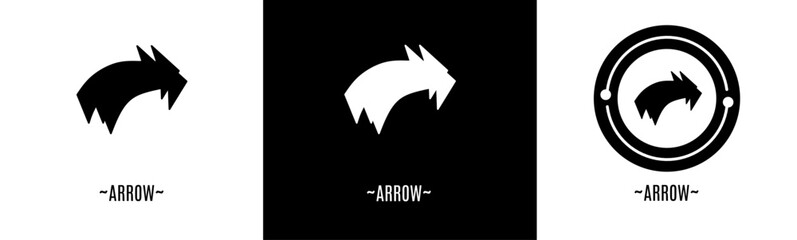 Arrow logo set. Collection of black and white logos. Stock vector.