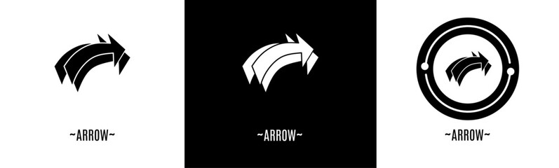 Arrow logo set. Collection of black and white logos. Stock vector.