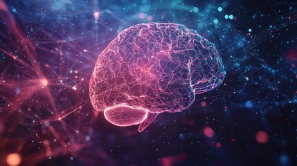 Brain activity represented by a glowing brain illustration with neural connections