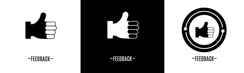 Feedback logo set. Collection of black logos. Stock vector.