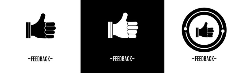 Feedback logo set. Collection of black logos. Stock vector.