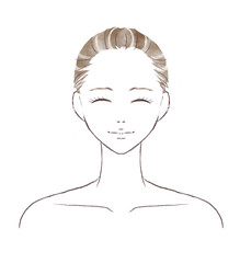 笑顔でこちらを向いている水彩風女性のイラスト