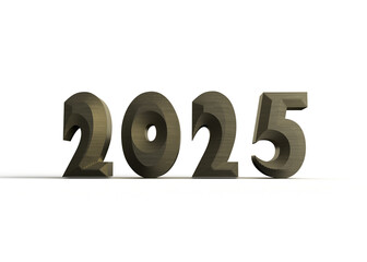 Golden 2025 sign representing upcoming new year on black background