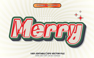 Merry Christmas 3d text effect retro vintage style