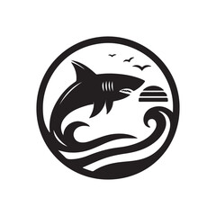 black and white fish vector